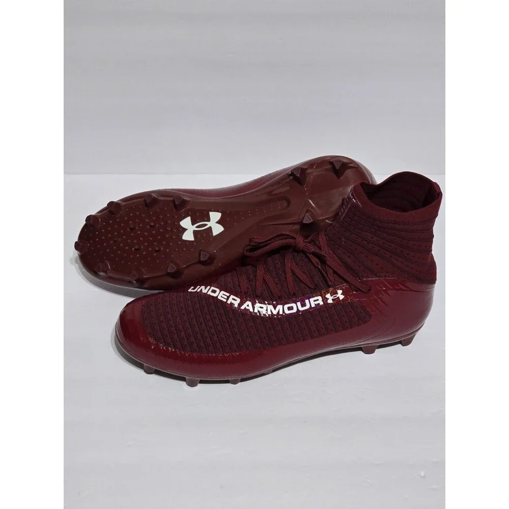 Under Armour Men's 12 UA Highlight MC Knit Football Cleats Burgundy Brand New